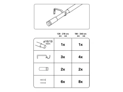 Online Gardinia Gardinenstangen-Set Zylinder Ø 16/19 mm Edelstahl 120 cm - 210 cm