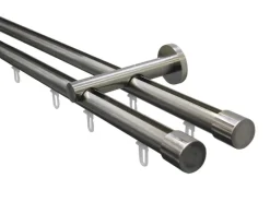 Gardinia Gardinenstangen-Set Isa 2-läufig Innenlauf II Ø 20 mm 220 cm Edelstahl