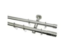 Outlet Gardinia Gardinenstangen-Set Zylinder 2-läufig Ø 20 mm Edelstahloptik 160 cm