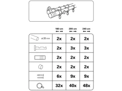 Outlet Gardinia Gardinenstangen-Set Zylinder 2-läufig Ø 20 mm Edelstahloptik 160 cm