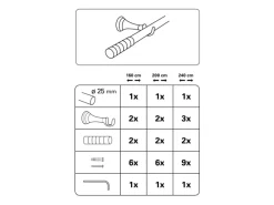 Gardinia Gardinenstangen-Set Belamy Ø 25 mm Edelstahloptik 160 cm