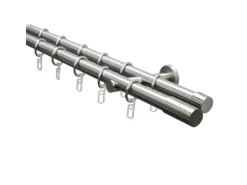 Gardinia Gardinenstangen-Set Zylinder 2-läufig Ø 20 mm Edelstahloptik 240 cm