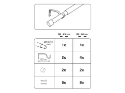 Best Gardinia Gardinenstangen-Set Kos Ø 16/19 mm Ausziehbar 190-340 cm Schwarz-Matt