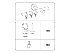 Gardinia Holz-Gardinenringe für Vitragestange Montana Kiefer/Natur 10-er Pack