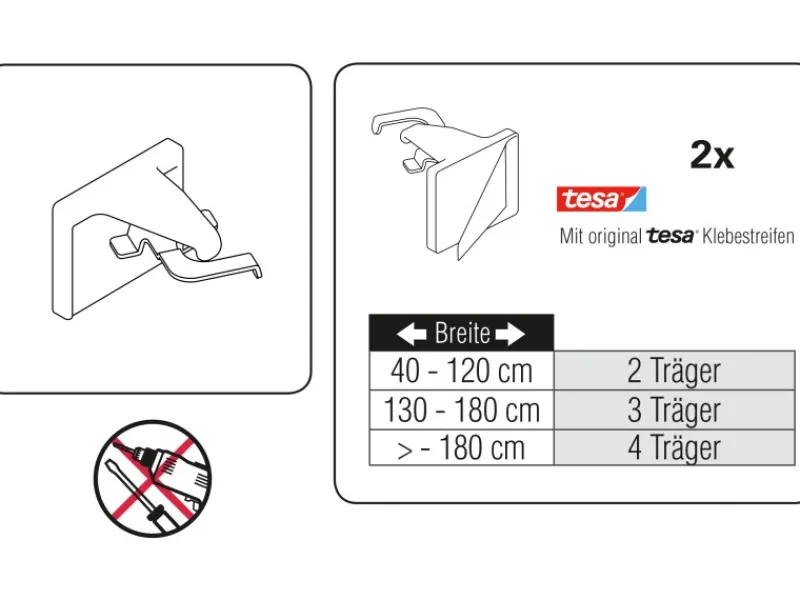 Gardinia Klebeträger-Set Weiß