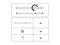 Gardinia Klemmstange Ø 6/8 mm Weiß 35 cm - 45 cm 2-er Pack