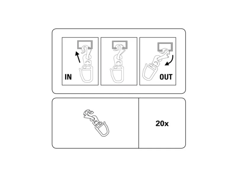 Gardinia Klickgleiter Klick In-Out Weiß 20-er Pack