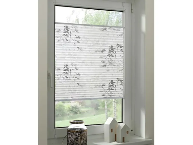 Gardinia Plissee Bella Blätter 40 cm x 130 cm Weiß