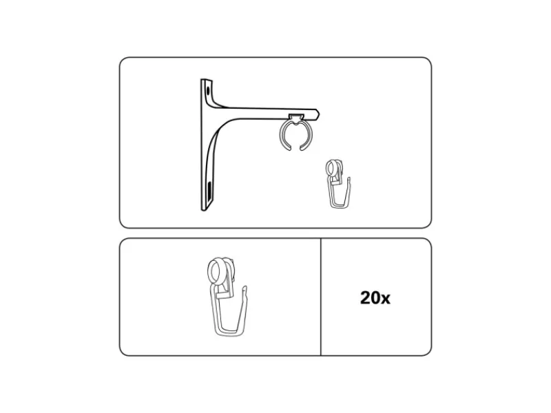 Gardinia Rollringe mit Faltenlegehaken für Paros 20 Stück Weiß
