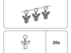 Gardinia Seilklammer für Seilspanngarnituren Schwarz - Matt 20 Stück