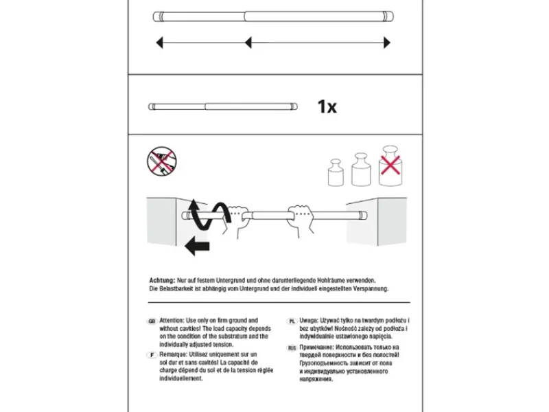 Gardinia Spannstange Ø 23/26 mm Schwarz 130 cm - 220 cm