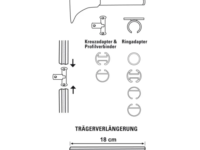 Hot Gardinia Universal Träger Chicago 1 - und 2 - Lauf Schwarz - Matt
