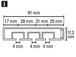 Outlet Gardinia Vorhangschiene 3-läufig GE3 Weiß 300 cm