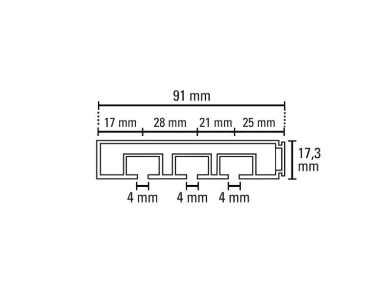 Gardinia Vorhangschiene 3-läufig GE3 Weiß 150 cm