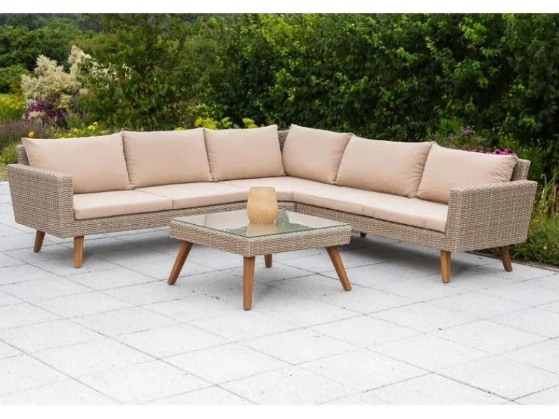 Merxx Garten Eckbank-Gruppe Pamplona 2-tlg. Natur