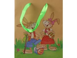 Geschenktasche Hasenkinder 25,2 cm x 18,2 cm x 07, cm Bunt