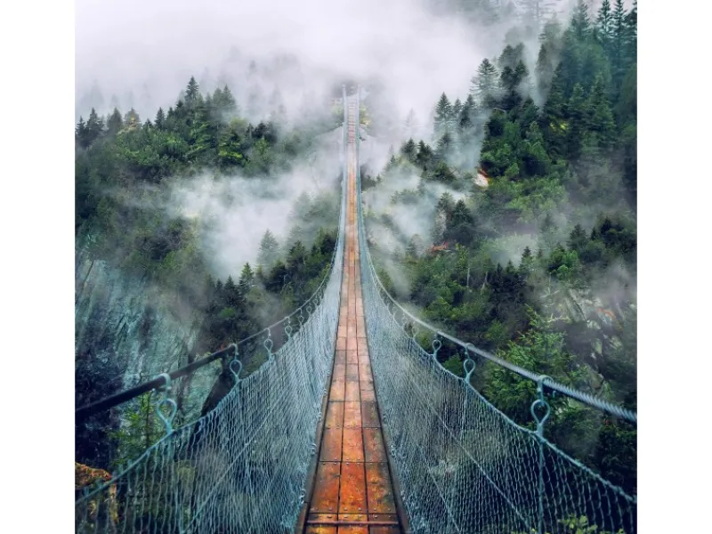 Discount Pro Art Glasbild Suspension Bridge 30 cm x 30 cm