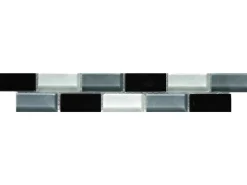 Glasbordüre Brick Schwarz Grau 5 cm x 25 cm
