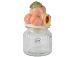 Glasgefäß mit Porzellan-Deckel Pfirsich-Motiv Ø 11 cm x 19 cm