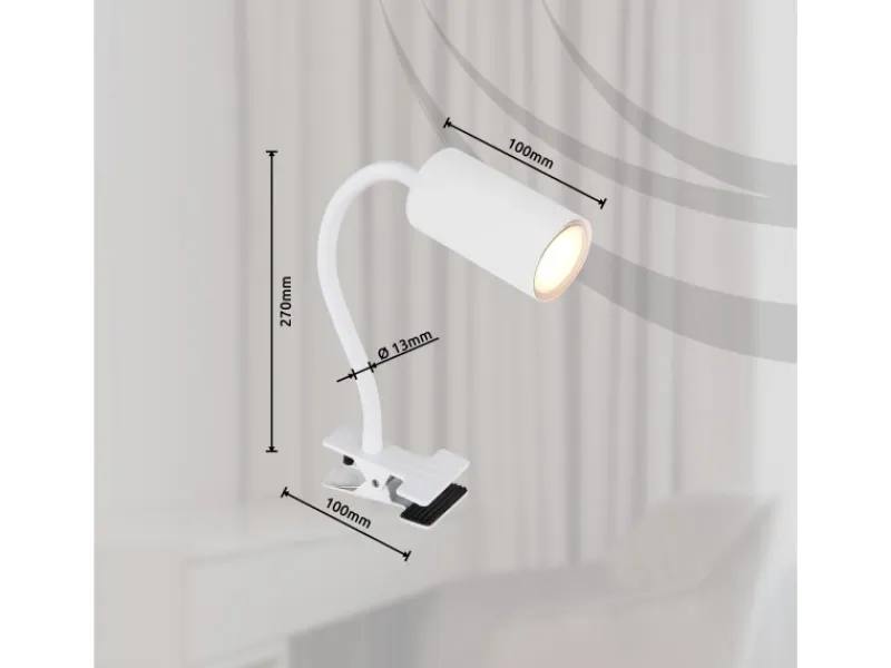 Sale Globo Klemmstrahler Robby 1-flammig Weiß matt 290 x 100 x 415 mm