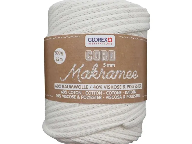 Sale Glorex Makramee Cord 5 mm 500 g Gewebt Creme