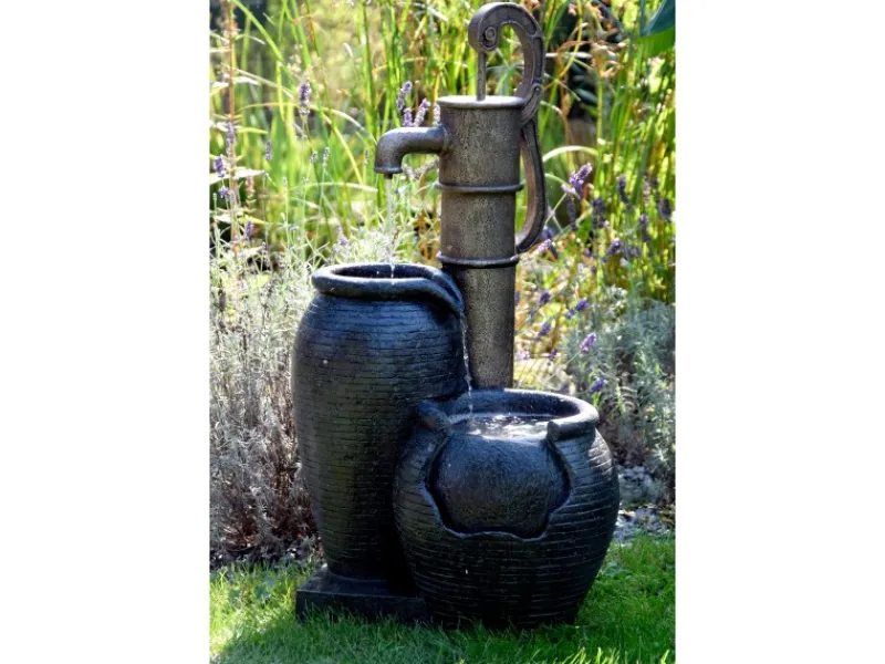 Online Dobar Großer Design-Gartenbrunnen mit Handpumpe 47,5 cm x 38,5 cm x 84 cm