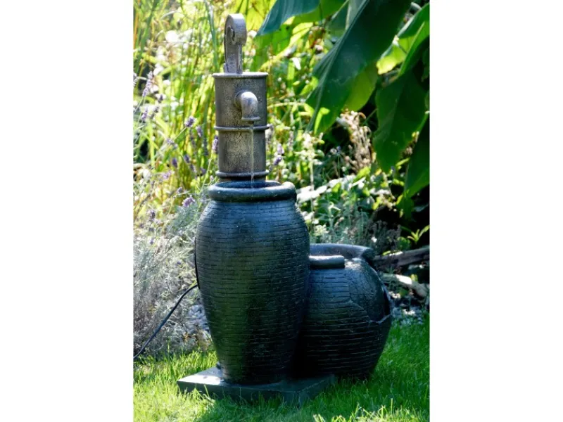 Online Dobar Großer Design-Gartenbrunnen mit Handpumpe 47,5 cm x 38,5 cm x 84 cm