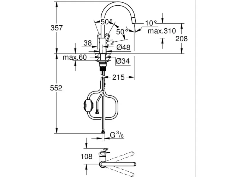 Grohe QuickFix Einhebel-Spültischarmatur Start Loop Chrom mit Brause