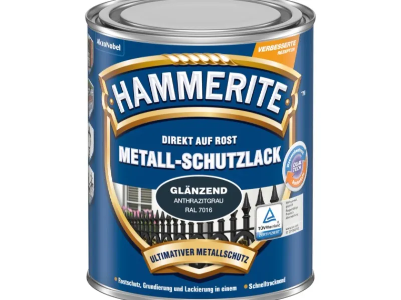 Hammerite Metall-Schutzlack Anthrazitgrau Glänzend 250 ml