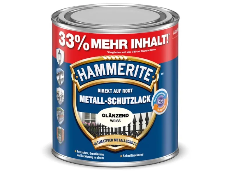 Sale Hammerite Metall-Schutzlack glänzend 1 l Weiß