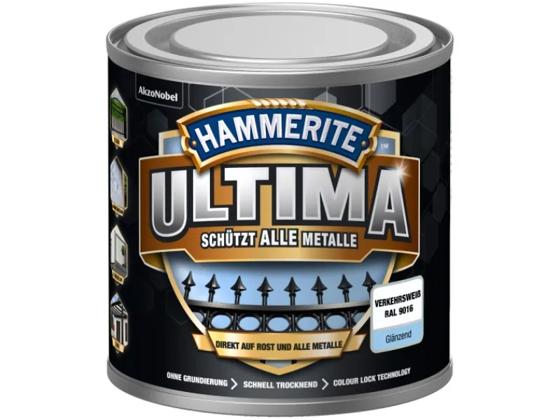 Outlet Hammerite Ultima Premium Metall-Schutzlack glänzend 250 ml Verkehrsweiß