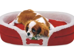 Heim Haustierbett mit weihnachtlichem Motiv Gr. M 62 x 45 x 13 cm Rot