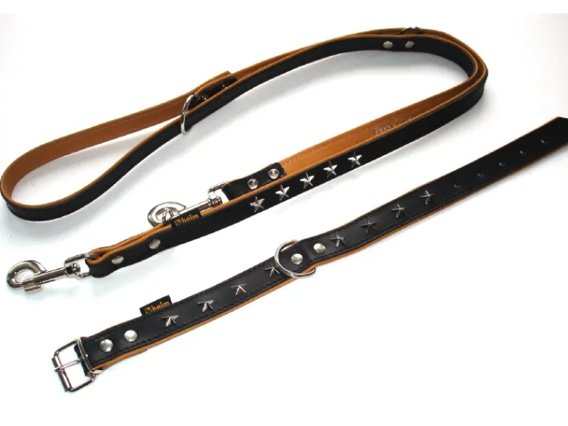 Heim Hunde-Vorführleine Stern Breite 18 mm Länge 200 cm Schwarz-Natur