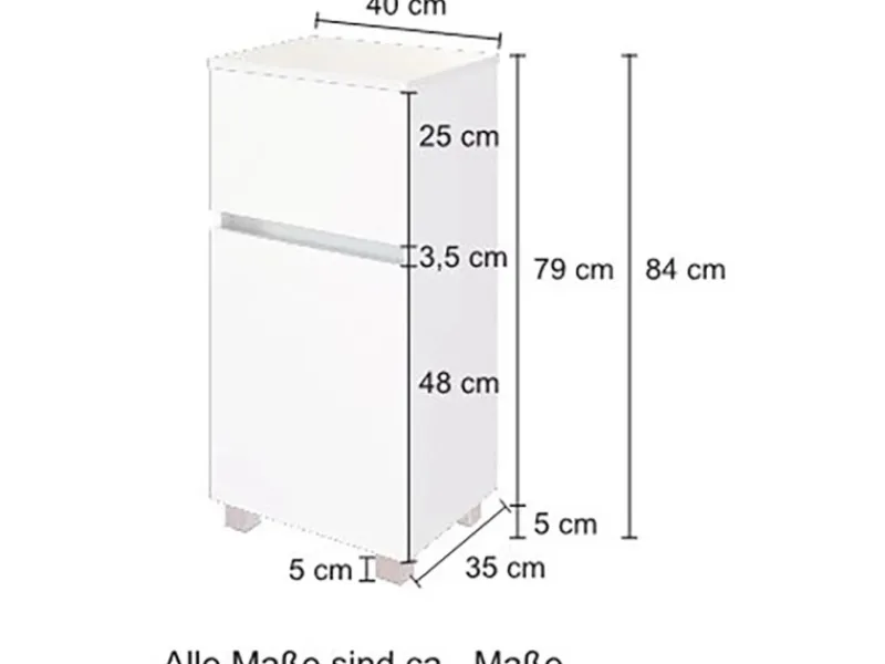 Held Möbel Unterschrank Salerno 40 cm matt Grau-