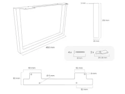 HEVVA Möbelbein GRAZ 25 cm Hoch 45 cm Tief 1 Stück Rohstahl-Klarlack