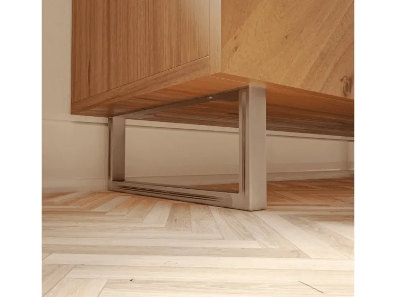 HEVVA Möbelfüße GRAZ 15 cm Hoch 50 cm Tief 2er Set Rohstahl-Klarlack