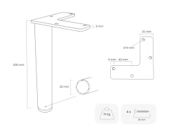 HEVVA Möbelfüße LINZ 20 cm Hoch 4er Set