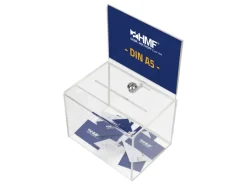 HMF 46913 Acryl Spendenbox Abschließbar 215 x 16 x 16 cm DIN A5 Blatteinschub Transparent