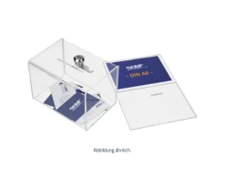 HMF 46913 Acryl Spendenbox Abschließbar 215 x 16 x 16 cm DIN A5 Blatteinschub Transparent