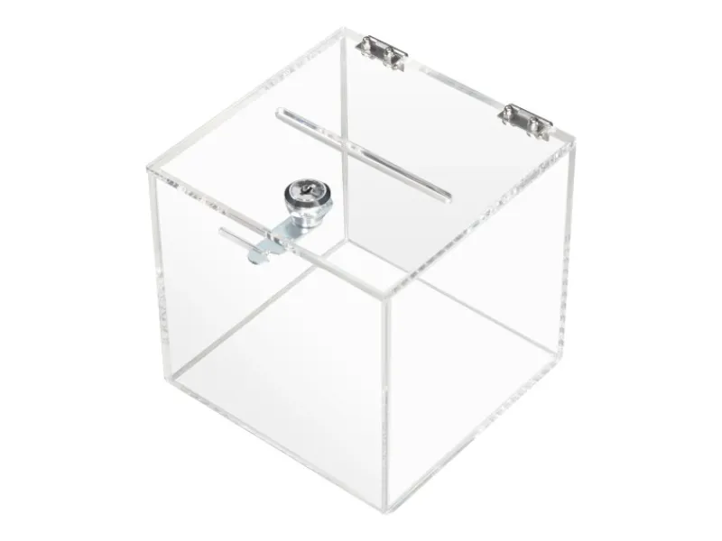 New HMF 46919 Acryl Spendenbox Schloss 15 x 15 x 15 cm DIN A6 Transparent