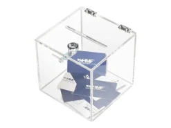 New HMF 46919 Acryl Spendenbox Schloss 15 x 15 x 15 cm DIN A6 Transparent