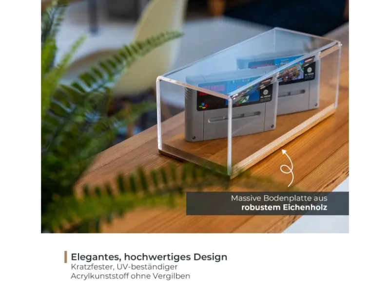 New HMF 46881 Acryl Vitrine Schaukasten mit Holzsockel für Figuren 14 x 14 x 22 cm Transparent