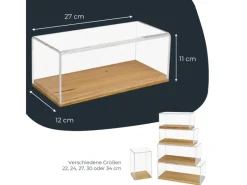 Sale HMF 46872 Acryl Vitrine Schaukasten mit Holzsockel für Modellautos 27 x 12 x 11 cm Transparent