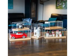 Sale HMF 46872 Acryl Vitrine Schaukasten mit Holzsockel für Modellautos 27 x 12 x 11 cm Transparent