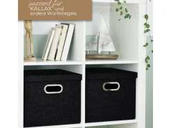 HMF 250473-02 Aufbewahrungsbox Deckel DIN A4 Hängeregister Kallax 33 x 37 x 28 cm Schwarz