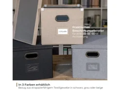 Sale HMF 250473-12 Aufbewahrungsbox Deckel DIN A4 Hängeregister Kallax 33 x 37 x 28 cm Grau