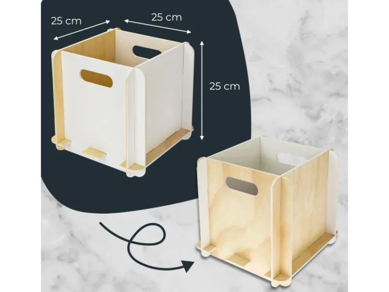 Hot HMF Aufbewahrungsbox 3740 Holz zum Zusammenstecken 25cm in Weiß