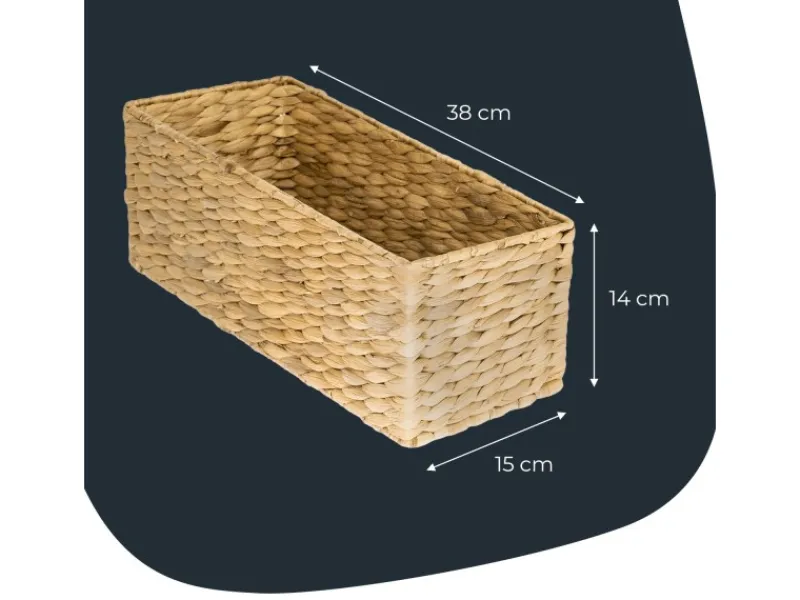 Hot HMF Aufbewahrungskorb Badezimmer Korb Geflochten Wasserhyazinthe Seegras 38 x 15 x 14 cm 2er Set