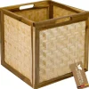 HMF Aufbewahrungskorb Kallax Regale Korb Rattan Wiener Geflecht und Akazienholz Muster 1 32 x 34 x 32 cm