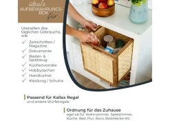 HMF Aufbewahrungskorb Kallax Regale Korb Rattan Wiener Geflecht und Akazienholz Muster 1 32 x 34 x 32 cm